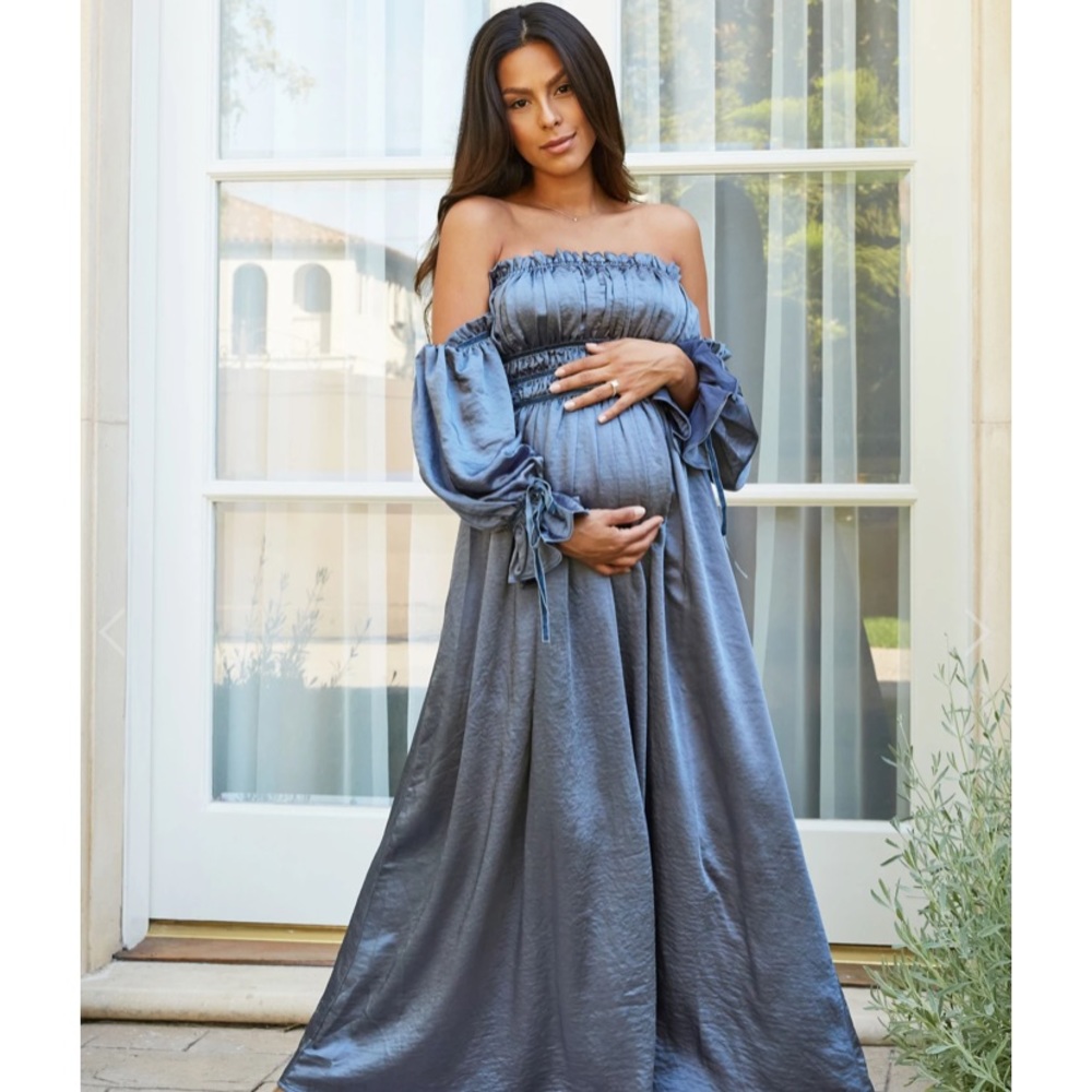 Blue off shoulder maxi